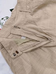 Tokyo talkies Beige Wide Leg Cotton Trouser