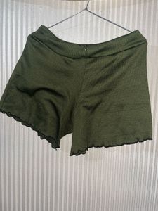 Olive Green Ruffle Shorts
