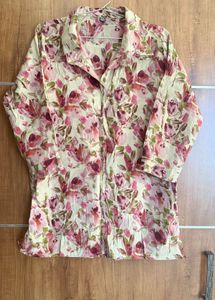 Floral Print Button-Down Top