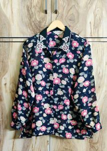 Pink Floral Design Shirt Size-42