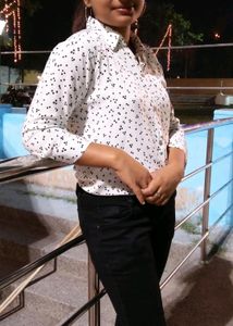 Dot Print White Shirt