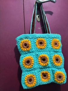 Sunflower Crochet Tote Bag
