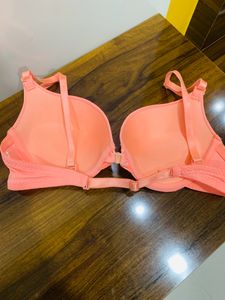 Coral Front Open Bra