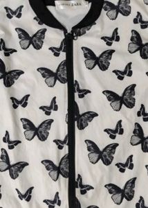 Butterfly Print Bomber Jacket