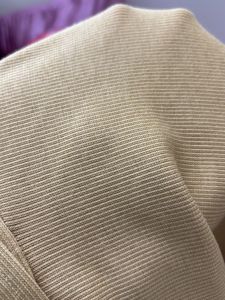 Ribbed Beige Formal Top/ Tshirt With Collar