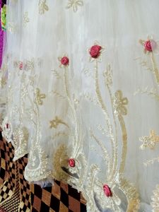 Peacock Designed White Frock🤍