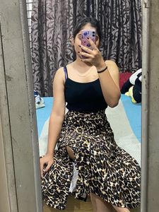 tiger print slit skirt