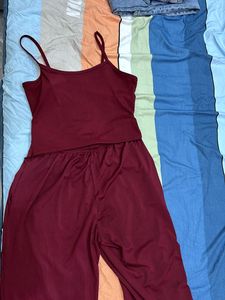 Burgundy Coord Set With Free (jacket)