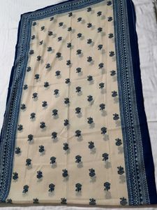 Blue Cotton Printed Embroidered Kurta Set