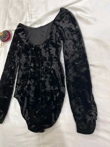 Black Velvet Long Sleeve Leotard
