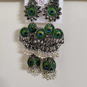 Peacock Jhumka Earrings