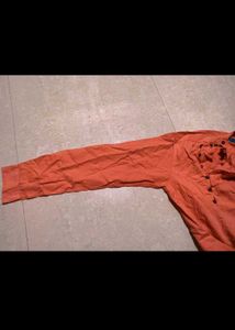 Orange Mandarin Collar Kurta
