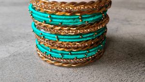 Teal &amp; Gold Bangle Set