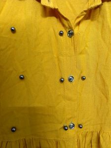 Mustard cold shoulder tunic short kurti
