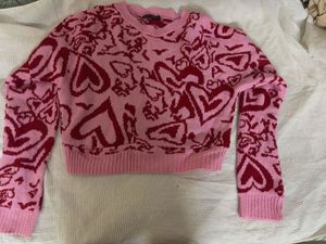 Pink Heart Pattern Sweater