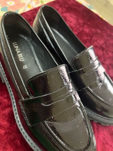 Luna Blu Black Patent Leather Loafers - Size 37