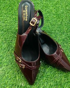 Burgundy Heeled Slingbacks