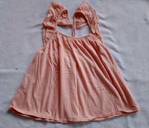 Peach Ruffle Sleeve Top