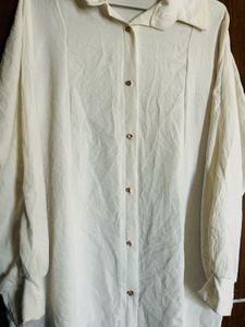 Oversized White Shirt With Diamond Buttons
