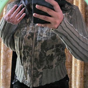 Khakhi Cropped Jacket For Women XS Size 30 Inch