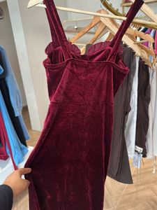 XS Burgundy Velvet Mini Dress