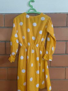 Yellow Polka Dot Long Sleeve Dress