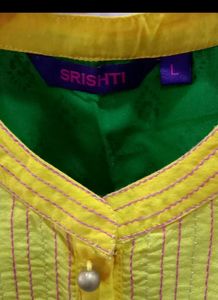 Beautiful Kurta With Embroidery Yellow Yoke