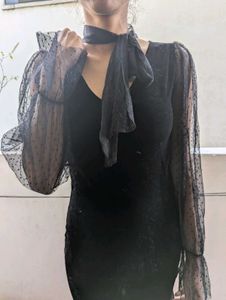 LBD - Little Black Velvet Dress -size Xs- M