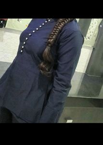 Blue Up And Down Dress With Trouser