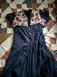 Navy Blue Floral Accent Dress