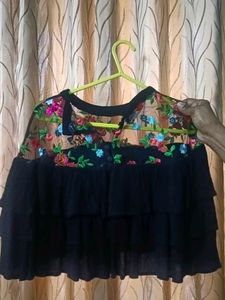 Floral Embroidered Layered Top