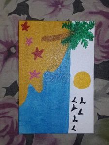 Beach side canvas painting