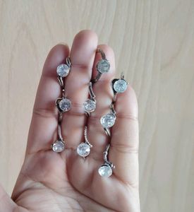 Vintage Crystal Silver Rings- 9 PCS+5 EARRINGTOP🥳