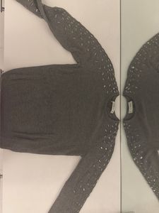 Gray Embellished Long Sleeve Top