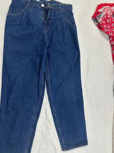 High-Waisted Pleated Jeans