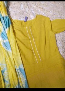Yellow and pink frock  &amp; Dupatta