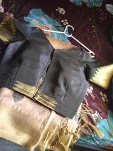 Golden Saree With Black Blouse