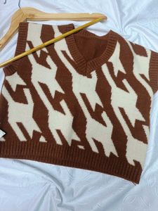 Y2k New Houndstooth Knit Vest 🤎