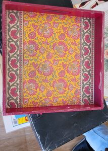 Handpainted Decoupage Wooden Tray New