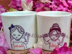 Personalized Doodle Ceramic Mugs (Set of 3)