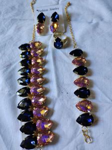 Korean Stone Nacklace+Earings+Finger Ring+Bracelet