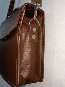 Leather office wear Brown royal look Crossbody Bag