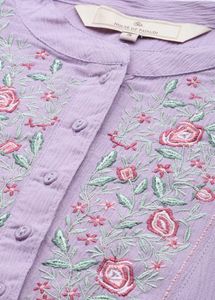 Floral Embroidered CuffedSleeves Kurta &amp; Trouser