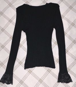 Black Coquette Lace-Bow Top