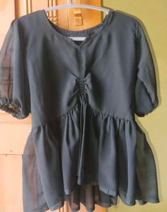 Elegant Sheer Sleeve Peplum Top