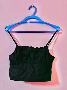 Black Spaghetti Strap Crop Top