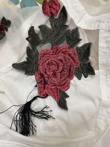 URBANIC White Shirt Top with Red Rose