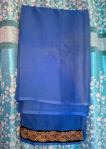 Elegant Blue Embroidered Saree