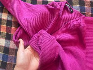 Pink Ribbed Nitted  Bodycon Dress