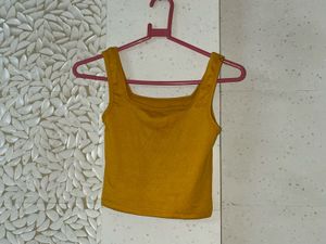 Golden Yellow Square Neck Tank Top